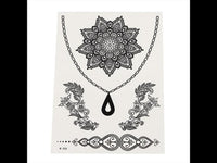 Load image into Gallery viewer, Tattoo schwarz Blumen Blüte Ranken Schnörkel Kette 5 Tattoos 1 Bogen - chic - net.de

