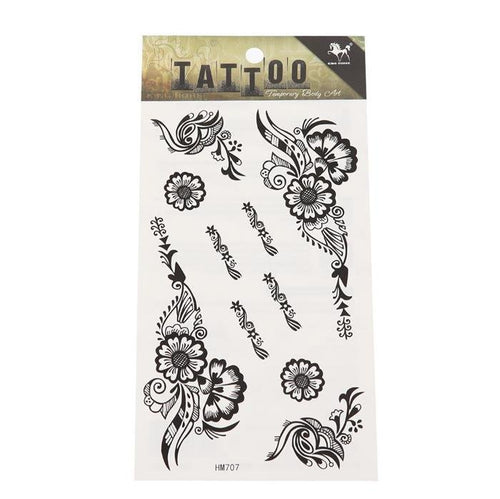 Tattoo schwarz Blumen Blüten Schnörkel lang kurz Finger Tattoo temporär Klebetattoos - chic - net.de