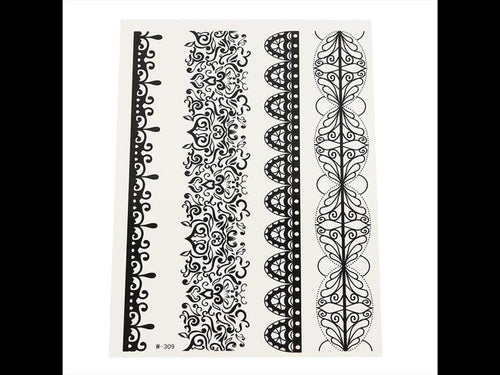 Tattoo schwarz länglich breit schmal Armband Spitze Bordüre 4 Tattoos 1 Bogen - chic - net.de