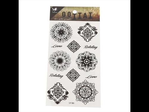 Tattoo schwarz Ornamente Mandala Symmetrie verschiedene Designs temporär Klebetattoos - chic - net.de