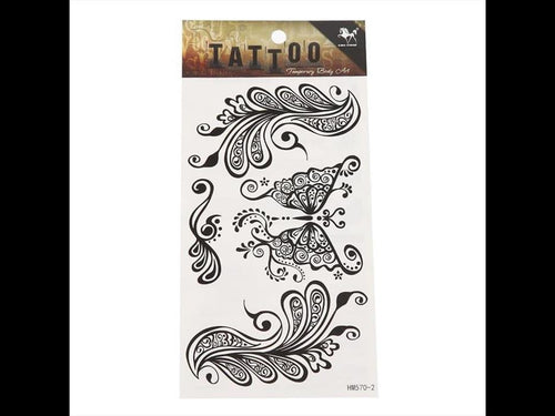 Tattoo schwarz Schmetterling verziert Ornament Tropfenform temporär Klebetattoos - chic - net.de