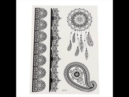 Tattoo schwarz spitze Armbänder Traumfänger Schnörkel 4 Tattoos 1 Bogen - chic - net.de