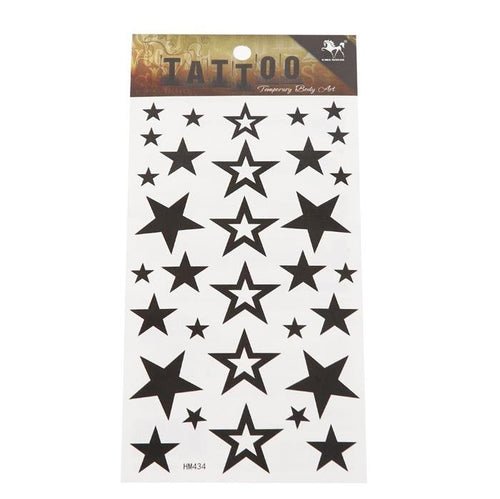 Tattoo schwarz Sterne klein groß 32 Stück temporär Klebetattoos - chic - net.de
