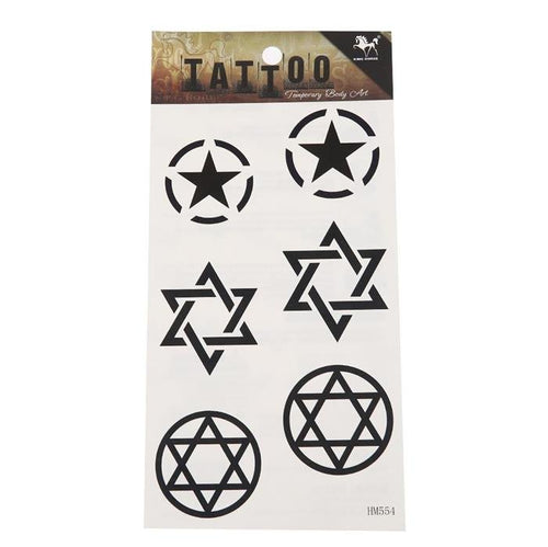 Tattoo schwarz Sterne Kreise verschiedene Formen temporary flash Klebetattoos - chic - net.de