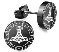 Cargar imagen en el visor de la galería, Edelstahl Ohrstecker schwarz 8-10mm Viking Celtic Nordic
