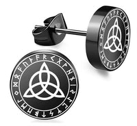 Cargar imagen en el visor de la galería, Edelstahl Ohrstecker schwarz 8-10mm Viking Celtic Nordic
