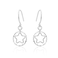 Cargar imagen en el visor de la galería, Ohrringe Silberohrringe 925er Sterling Silber Damen Ohrhänger Stern Kreis
