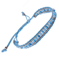 Load image into Gallery viewer, Armband handgefädelt Brass Glaskristalle Baumwolle Damen 22 cm
