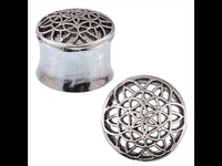 Load image into Gallery viewer, Silbertunnel Blume des Lebens 925 Sterling Silber Tunnel Plug Organic Expander
