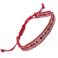 Load image into Gallery viewer, Armband handgefädelt Brass Glaskristalle Baumwolle Damen 22 cm
