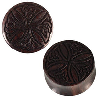 Cargar imagen en el visor de la galería, Dunkelbraun Sonoholz Plug Gravur handgeschnitzt Celtic Kreuz
