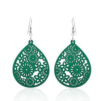 Cargar imagen en el visor de la galería, Holzohrringe bunt Blumen filigran 50 mm Tropfen Damen Ohrringe Holz Ohrhänger Organic
