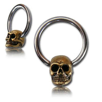 Load image into Gallery viewer, Unisex Septum Piercing Nasenringe silbern golden Totenkopf Messing nickelfrei - chic - net.de
