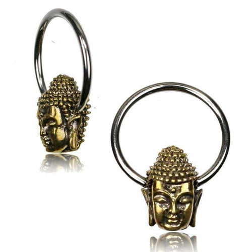 Universal Piercing Klemmkugel Ring silbern golden Brass Buddha Kopf Septum Helix Tragus - chic - net.de
