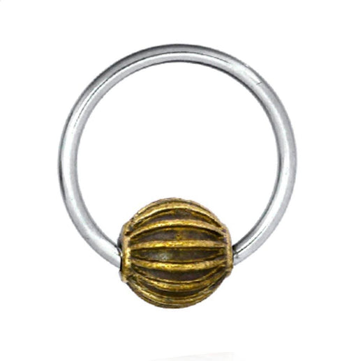 Universal Piercing Kugel Ring Edelstahl Brass Streifen - chic - net.de