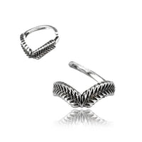 Cargar imagen en el visor de la galería, Universal Piercing Ring 925 Silber V Lorbeer Kranz - chic - net.de
