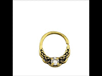 Cargar imagen en el visor de la galería, Universal Piercing Ring Brass klar Kristall Knoten celtic - chic - net.de
