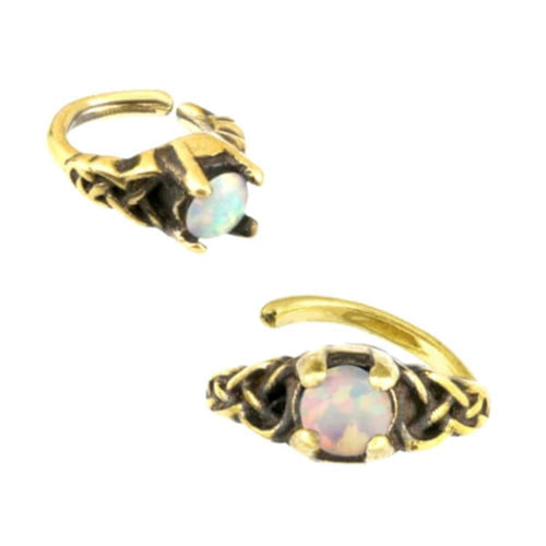 Universal Piercing Ring Brass Knoten celtic Opal weiß - chic - net.de