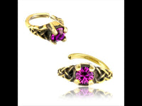 Cargar imagen en el visor de la galería, Universal Piercing Ring Brass Knoten celtic pink Kristall - chic - net.de

