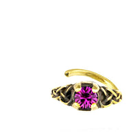 Cargar imagen en el visor de la galería, Universal Piercing Ring Brass Knoten celtic pink Kristall - chic - net.de
