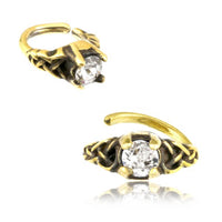 Cargar imagen en el visor de la galería, Universal Piercing Ring Brass Knoten celtic weiß Kristall - chic - net.de
