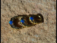 Cargar imagen en el visor de la galería, Universal Piercing Ring Brass Opal blau Knoten celtic - chic - net.de
