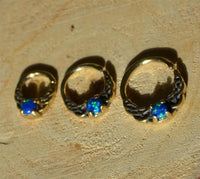 Cargar imagen en el visor de la galería, Universal Piercing Ring Brass Opal blau Knoten celtic - chic - net.de
