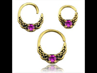 Cargar imagen en el visor de la galería, Universal Piercing Ring Brass pink Kristall Knoten celtic - chic - net.de
