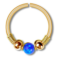 Cargar imagen en el visor de la galería, Universal Piercing Ring Edelstahl Opal Stein 0.8mm - chic - net.de
