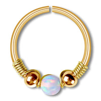 Cargar imagen en el visor de la galería, Universal Piercing Ring Edelstahl Opal Stein 0.8mm - chic - net.de
