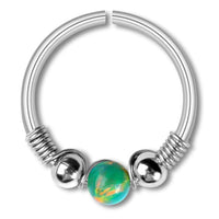 Cargar imagen en el visor de la galería, Universal Piercing Ring Edelstahl Opal Stein 0.8mm - chic - net.de
