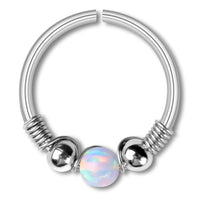 Cargar imagen en el visor de la galería, Universal Piercing Ring Edelstahl Opal Stein 0.8mm - chic - net.de
