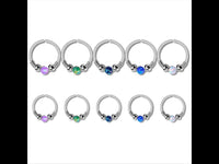 Cargar imagen en el visor de la galería, Universal Piercing Ring Edelstahl Opal Stein 0.8mm - chic - net.de
