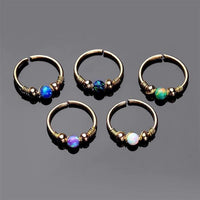 Cargar imagen en el visor de la galería, Universal Piercing Ring Edelstahl Opal Stein 0.8mm - chic - net.de
