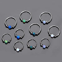 Cargar imagen en el visor de la galería, Universal Piercing Ring Edelstahl Opal Stein 0.8mm - chic - net.de
