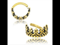 Cargar imagen en el visor de la galería, Universal Piercing Ring Messing gold Krone - chic - net.de

