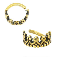 Cargar imagen en el visor de la galería, Universal Piercing Ring Messing gold Krone - chic - net.de
