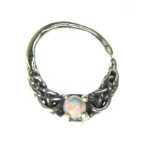 Cargar imagen en el visor de la galería, Universal Piercing Ring Silber Opal weiß Knoten celtic - chic - net.de
