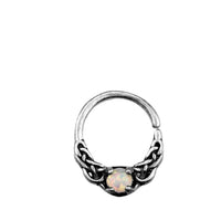 Cargar imagen en el visor de la galería, Universal Piercing Ring Silber Opal weiß Knoten celtic - chic - net.de
