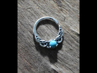 Cargar imagen en el visor de la galería, Universal Piercing Ring Silber Türkis Stein Knoten celtic - chic - net.de
