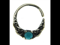 Cargar imagen en el visor de la galería, Universal Piercing Ring Silber Türkis Stein Knoten celtic - chic - net.de
