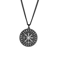 Load image into Gallery viewer, Halskette Edelstahl Vegvisir Runenrand Karabiner
