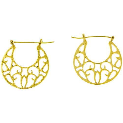 Wechsel Ohrringe Stanzmuster Sichel Bügel gerade Messing antik golden nickelfrei Tribal Piercing - chic - net.de