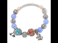 Load image into Gallery viewer, White Brass Perlenarmband blau orange Stein Kristall Emaille Blume Elefant verstellbar - chic - net.de
