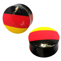 Load image into Gallery viewer, Holz Plug Deutschland Flagge Tunnel Unisex Ohrschmuck Teakholz Ohrstecker handbemalt Expander
