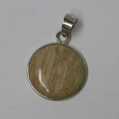 Pendant 925 silver with wood, round