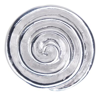 Silver pendant, round spiral, shiny, three-dimensional, 925 sterling silver