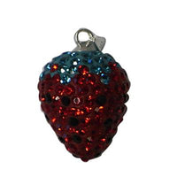 Load image into Gallery viewer, Erdbeer Glitzerkugel Damen Anhänger rote Kristalle ca. 16mm Ø Fassung 925er Sterlingsilber
