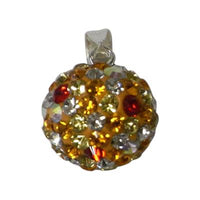 Load image into Gallery viewer, Glitzerkugel gelb bunt Damen Anhänger Kristallkugel ca. 12mm Ø Fassung 925er Sterlingsilber

