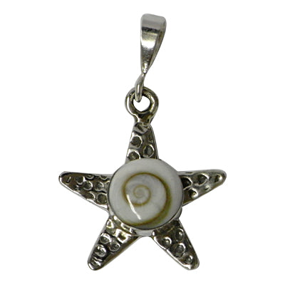 Shivaauge Anhänger seesternförmig  ca. 1,8 cm Ø Shiva-Anhänger mit 925er Sterlingsilber-Einfassung